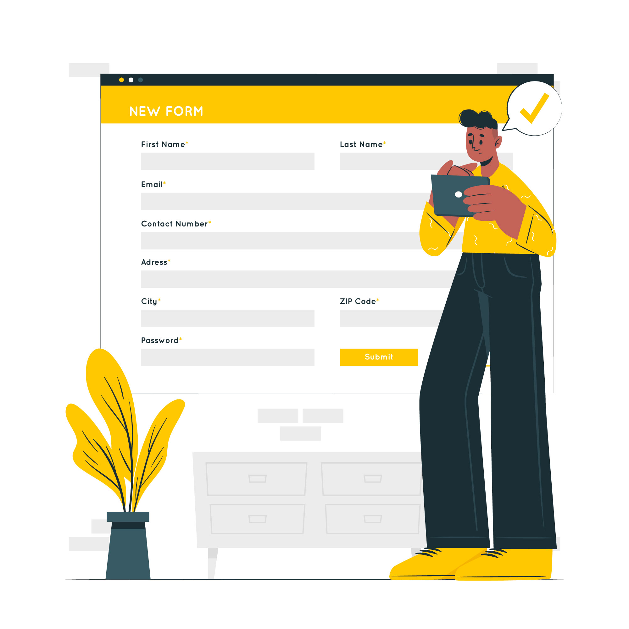 Online form layout illustration