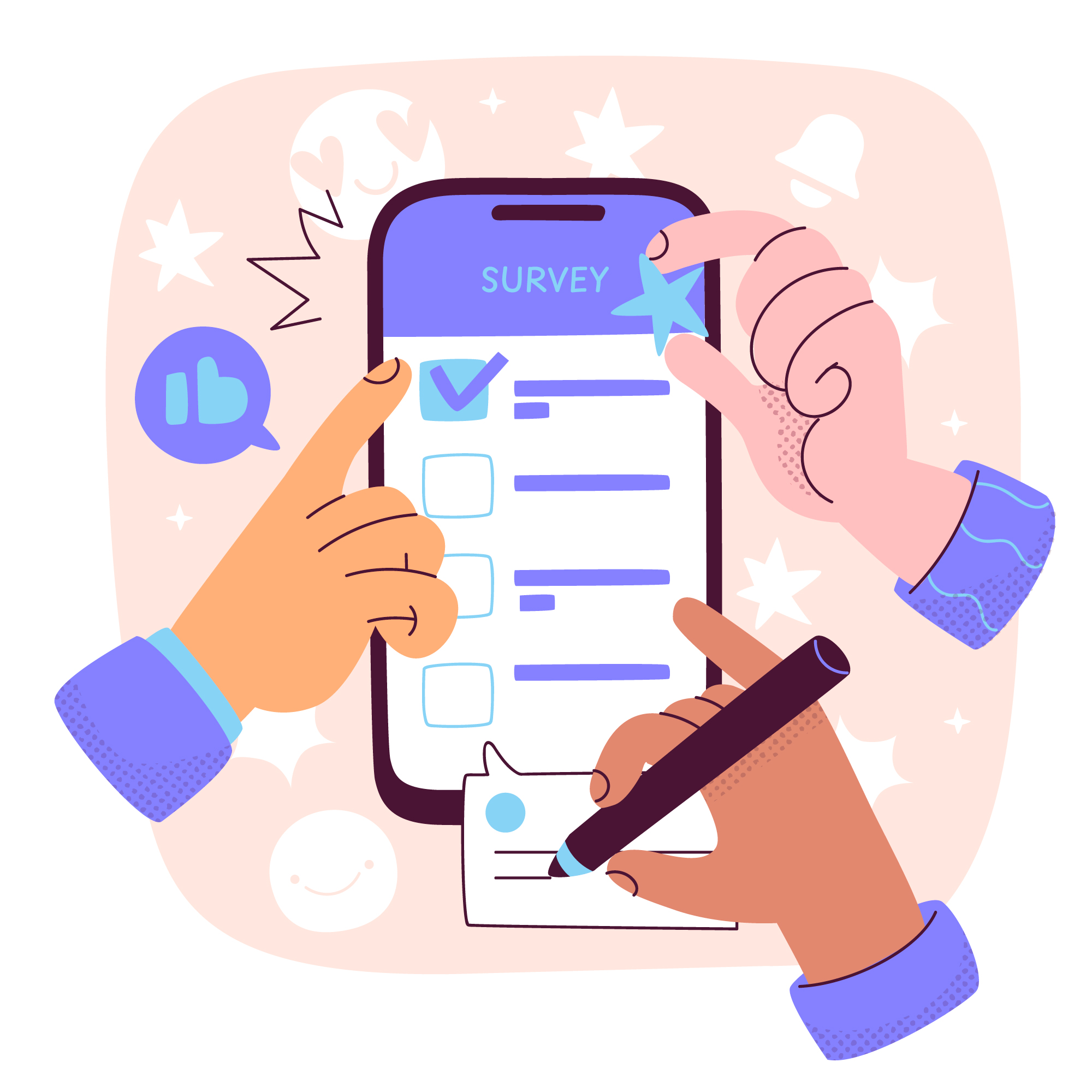 An illustration of filling out a survey 