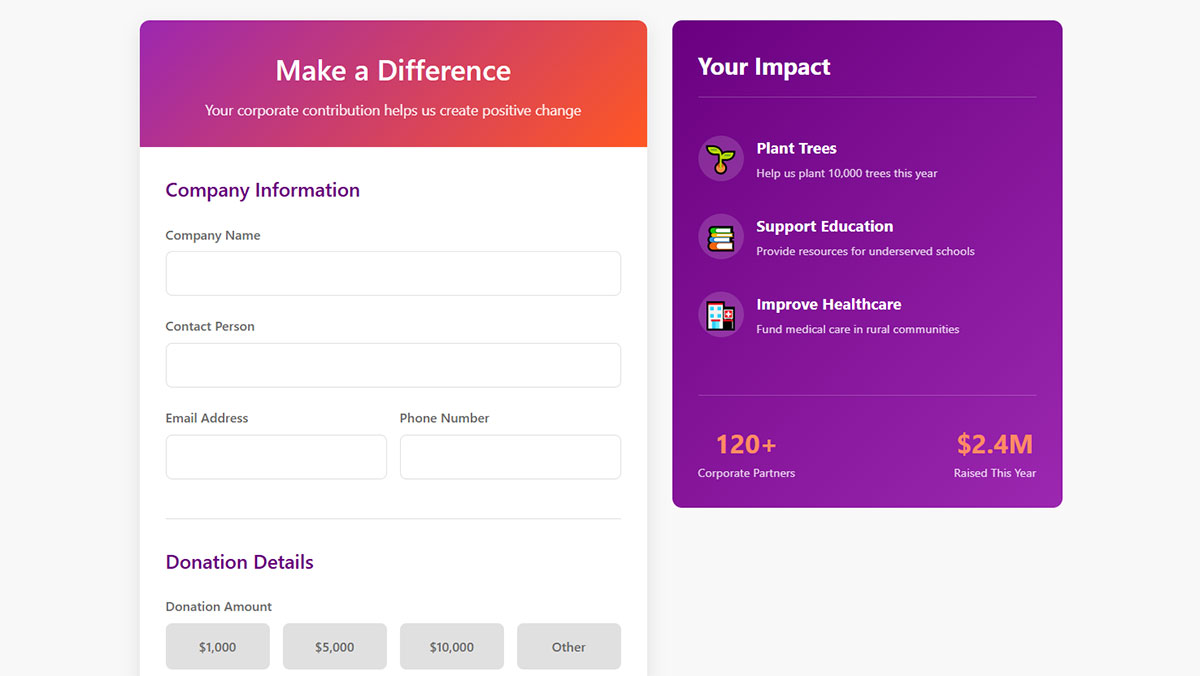 donation form templates