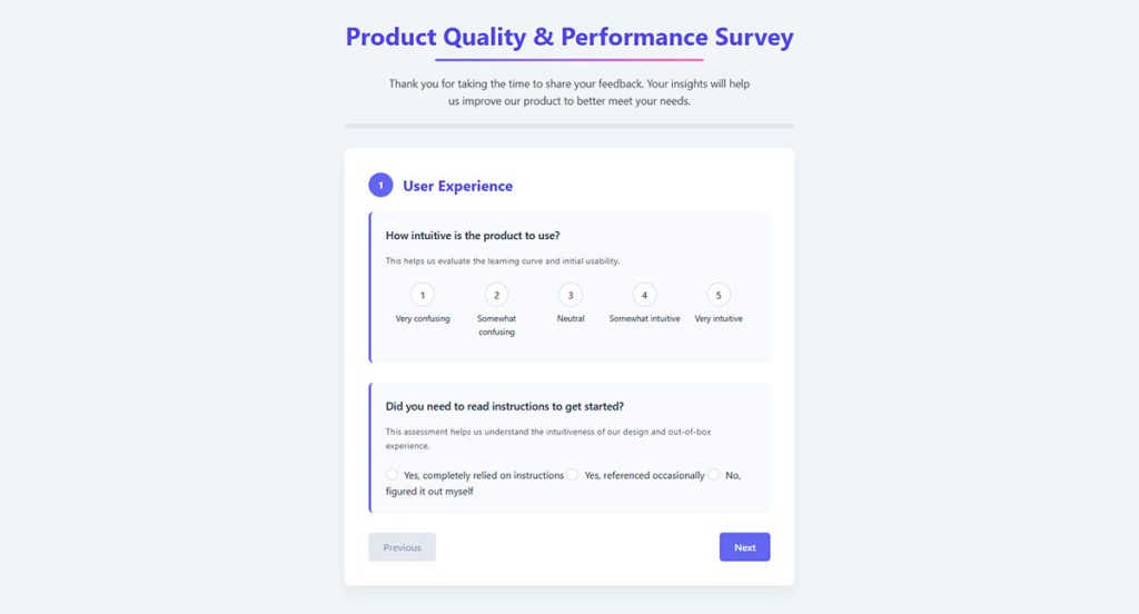 Survey Questions About Product Quality & Performance