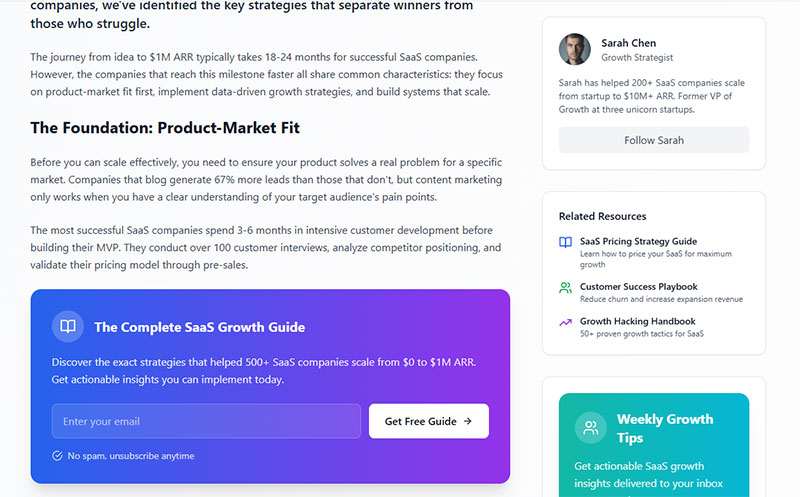 Blog and Content Page Form Strategy