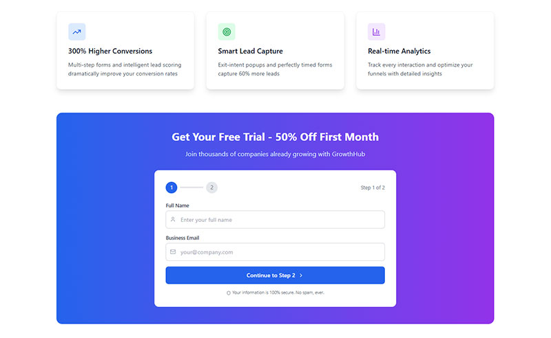 Product and Service Page Form Integration