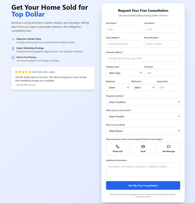 Seller Consultation Request Pages