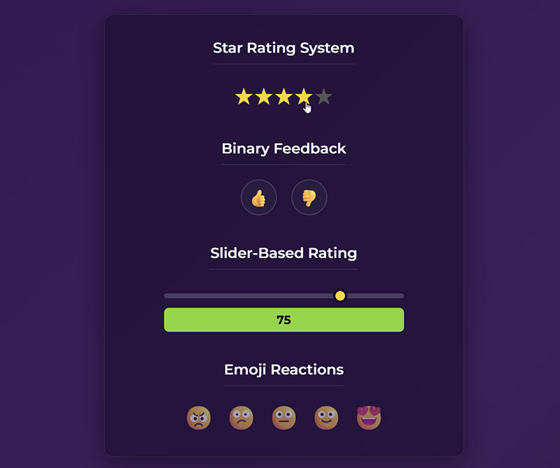Rating and Feedback Fields
