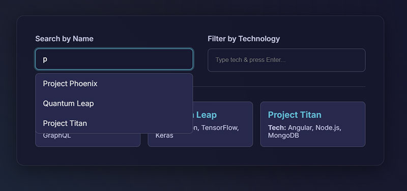 Search and Filter Fields