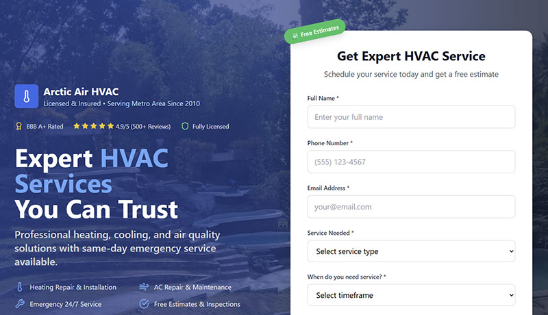 HVAC landing page