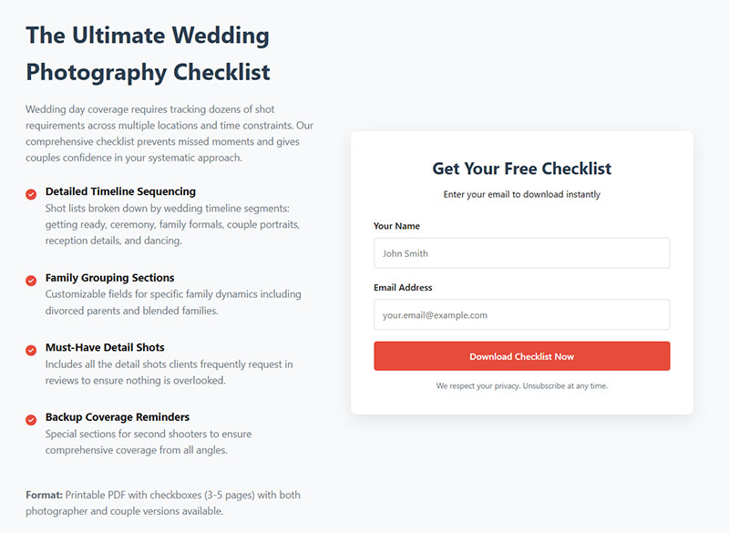Wedding Photography Checklist