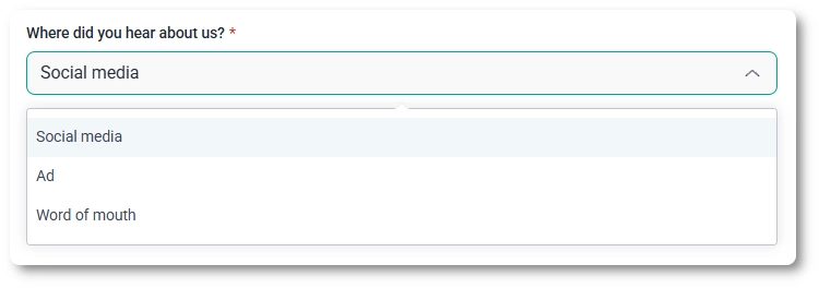 Front-end view of a Dropdown field in an IvyForms form showing single or multiple selection