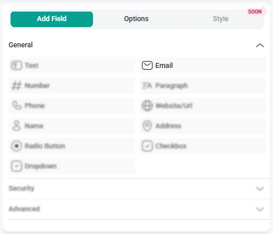 IvyForms field list with Email field active and other fields grayed out.