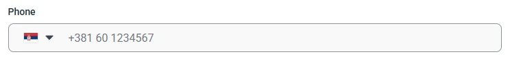 Front-end view of a Phone field in an IvyForms form.
