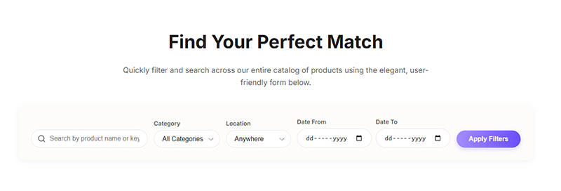 Filter and Search Forms