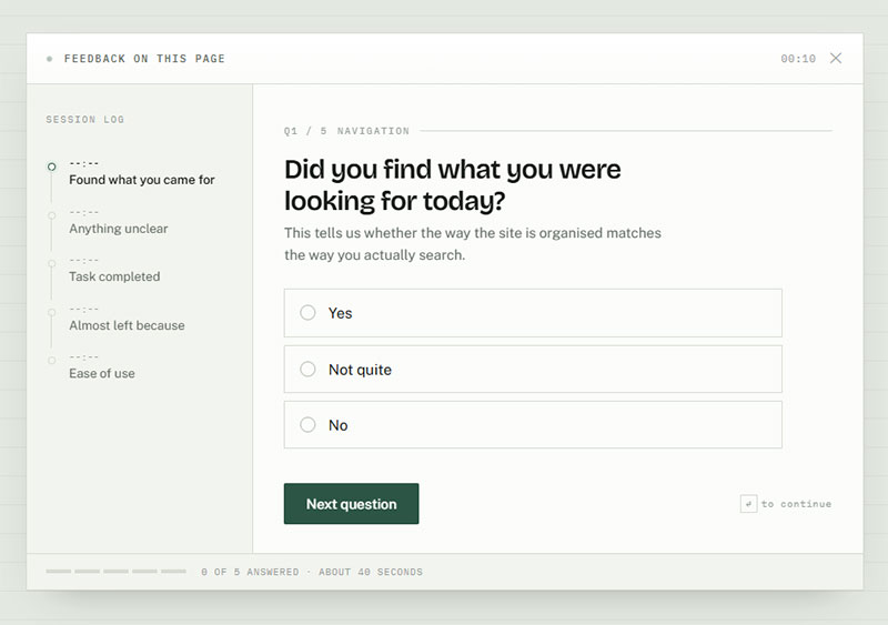Website and User Experience Feedback Survey Questions