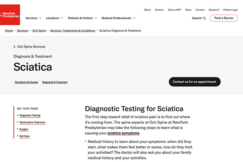 Condition-Specific Landing Pages