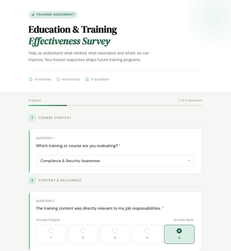 Education and Training Survey