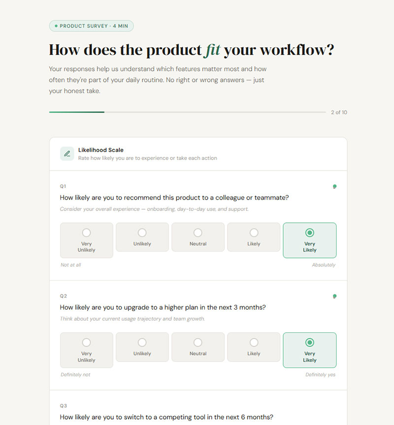 Likelihood and Importance Scales