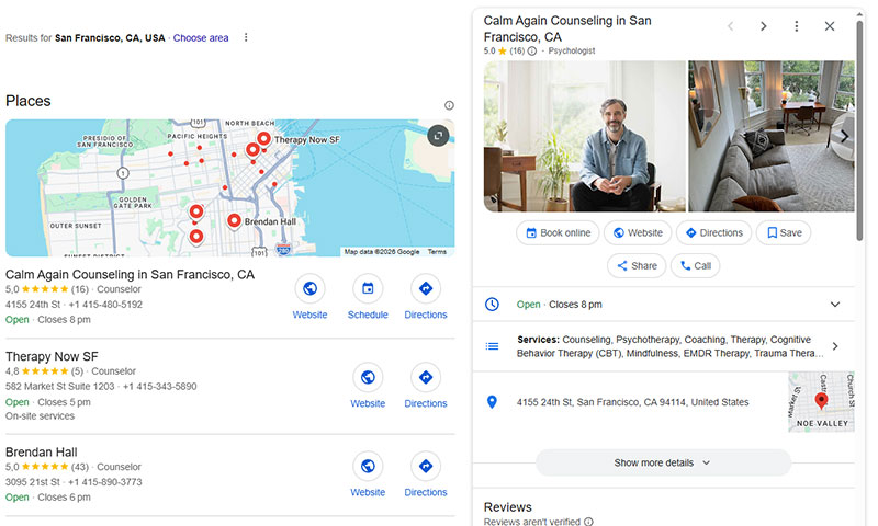 Local Search and Google Business Profile for Therapists