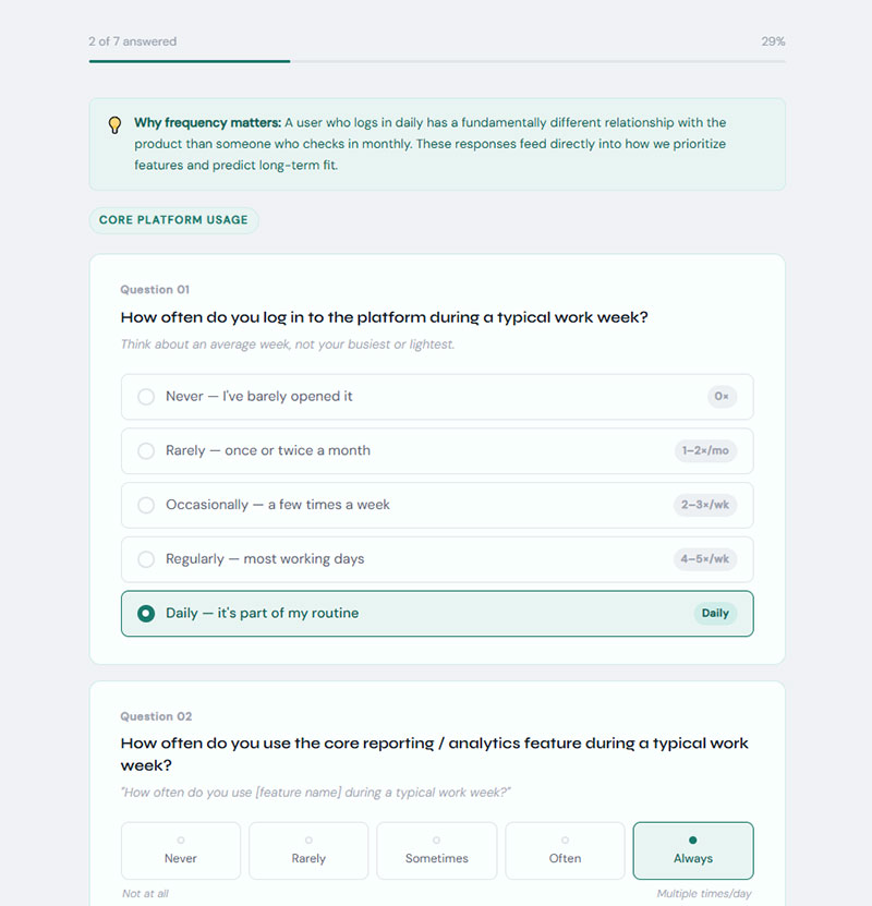 Product Usage Frequency