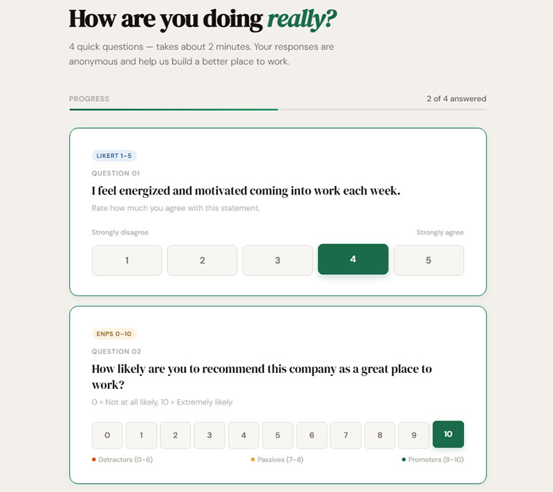 Pulse Survey Question Scales and Response Formats