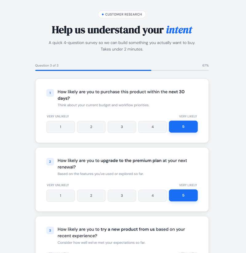 Purchase Intent survey