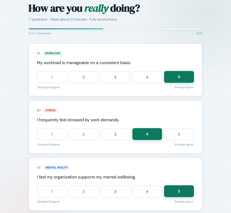 Work-Life Balance and Wellbeing Questions