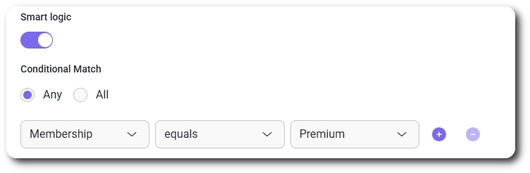 Smart logic conditions in an IvyForms confirmation with the form field dropdown open