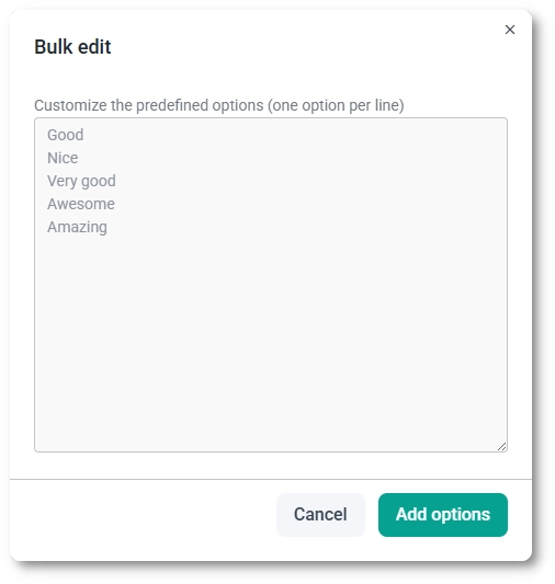 Bulk Edit panel in IvyForms showing editable values for the Rating field