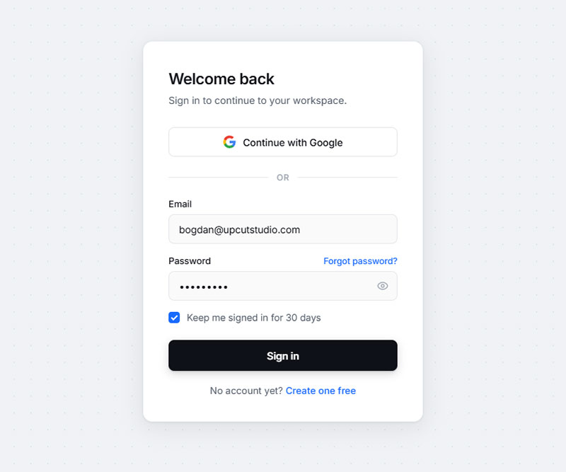 Centered Card Layout