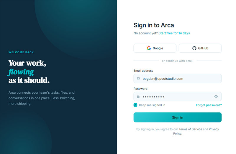 Split-Screen Layout login form
