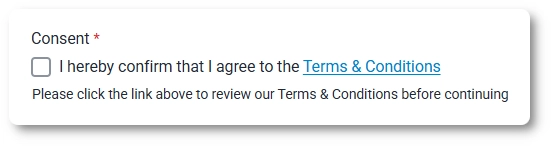 Front-end view of a GDPR consent field in an IvyForms form