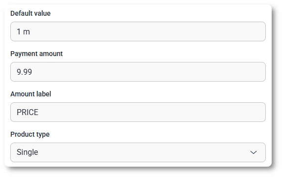 Single product type in IvyForms showing Payment amount and Amount label