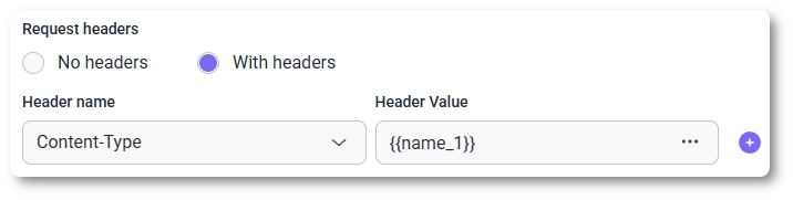 Webhook request headers with Header name and Header value fields in IvyForms