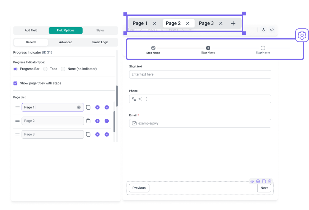 IvyForms multi-step forms feature