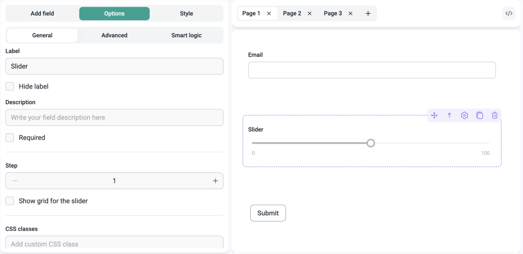 IvyForms slider field