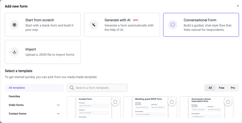 IvyForms conversational form feature in plugin