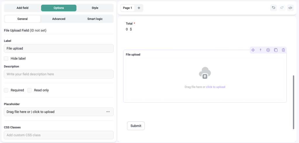 ivyforms file upload field