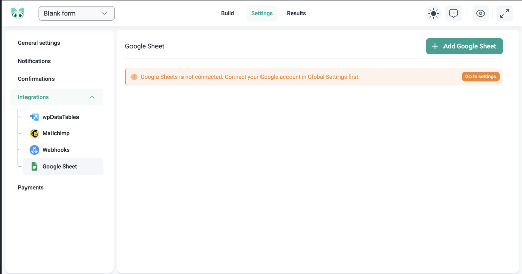IvyForms Google Sheets integration