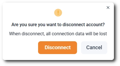 Confirmation dialog for disconnecting a Google account from the Google Sheet integration
