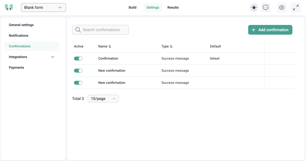 ivyforms multiole confirmation messages feature