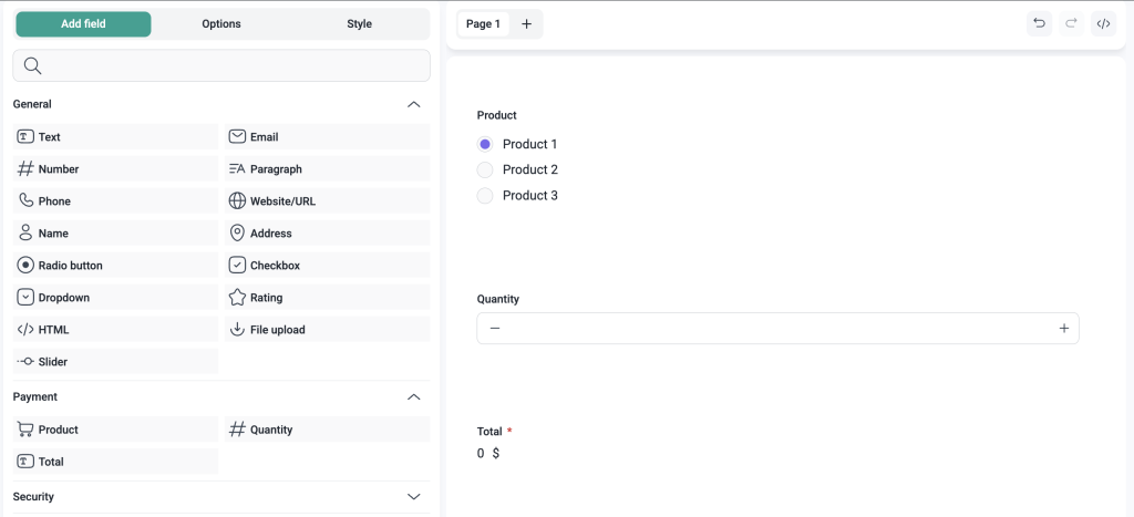 ivyforms payment fields