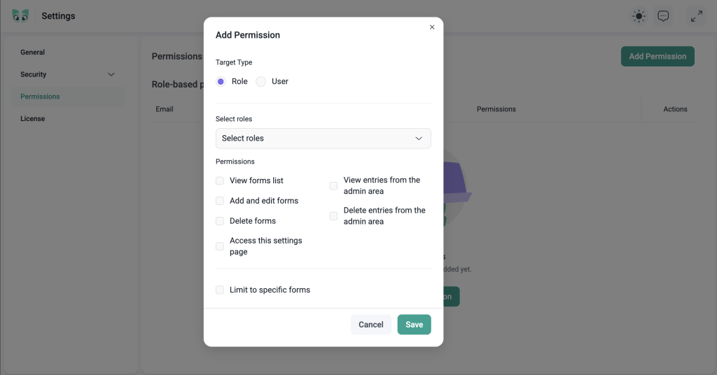 ivyforms permissions