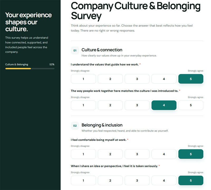 Company Culture and Belonging Survey Questions