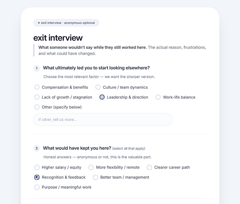 Exit Interview Questions