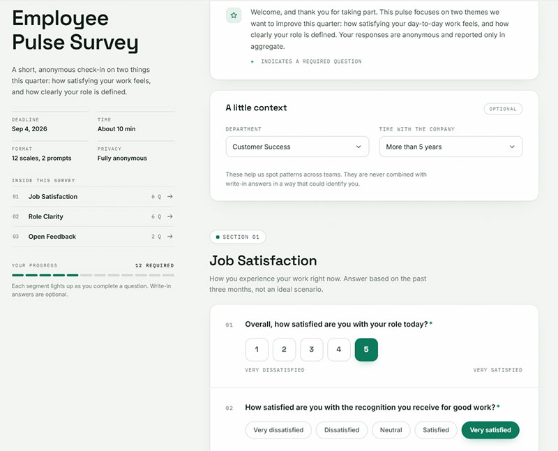 Job Satisfaction and Role Clarity Questions