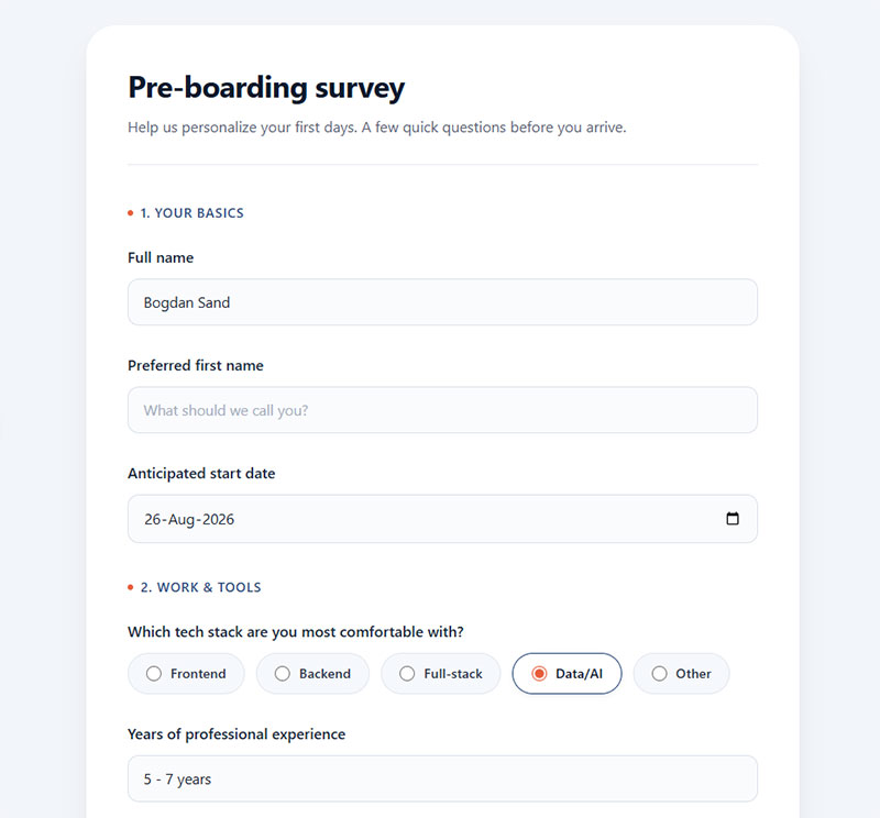 Pre-boarding Questions