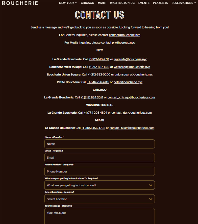 Restaurant and Local Business Contact Forms