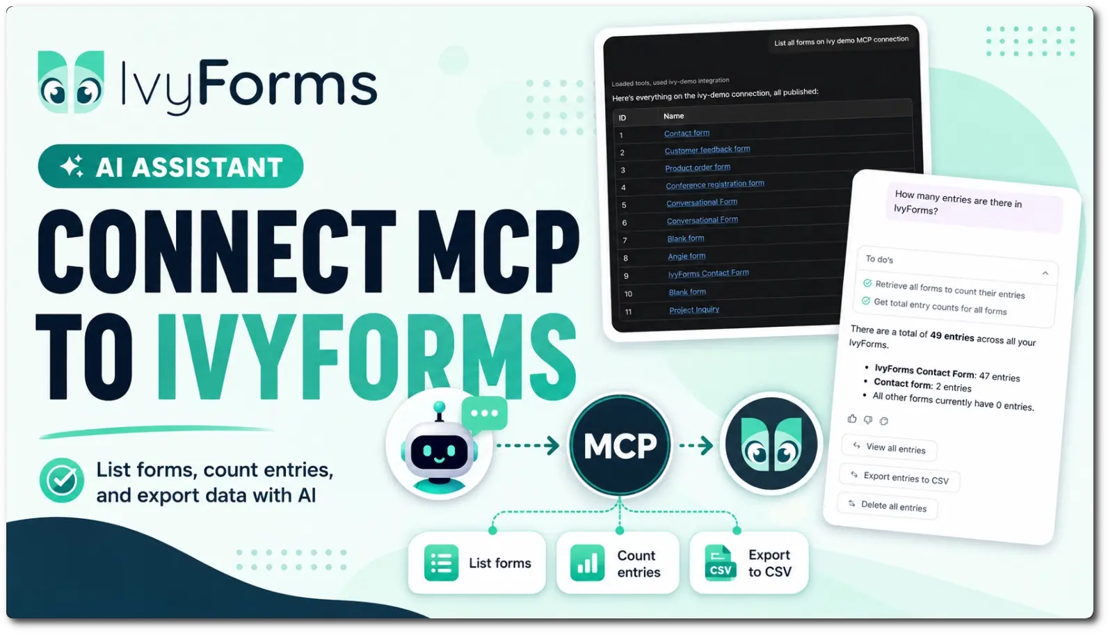 IvyForms cover to connect MCP to the plugin and create forms with AI