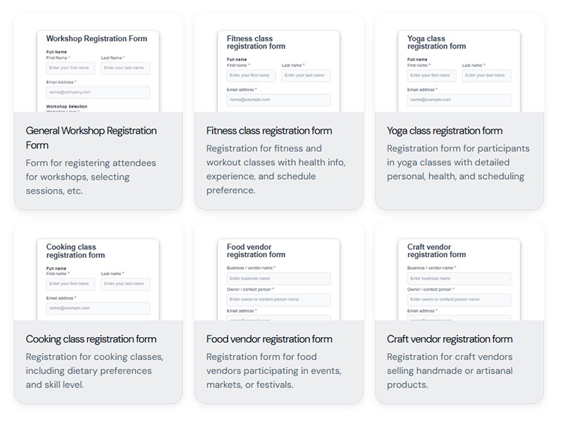 Simple registration forms created with IvyForms