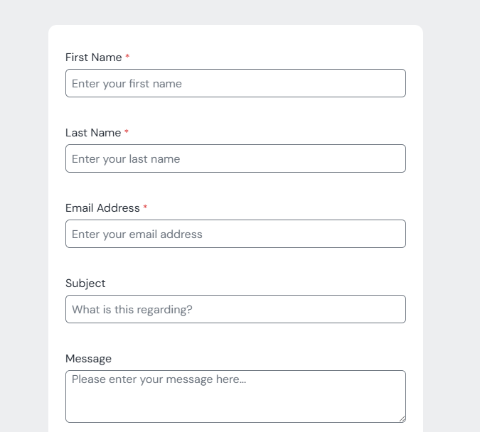 Simple contact form template created with IvyForms