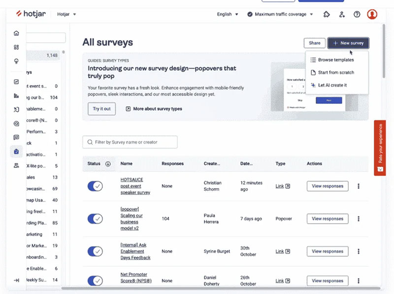 Which tools deliver a website usability survey