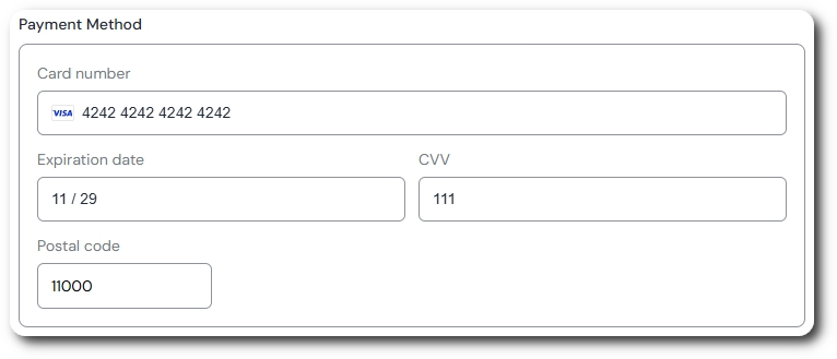 Stripe card payment fields displayed on an IvyForms form